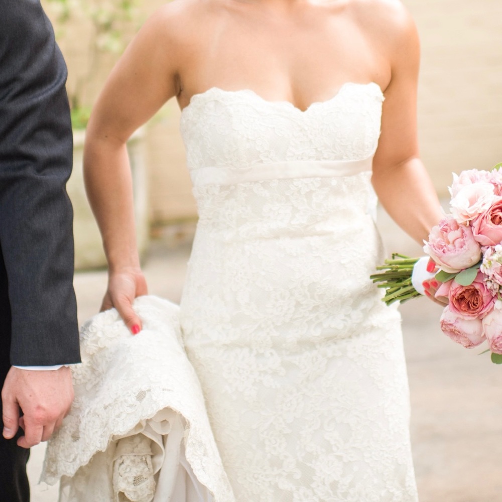 Liancarlo Strapless Sweetheart French Lace Wedding Dress